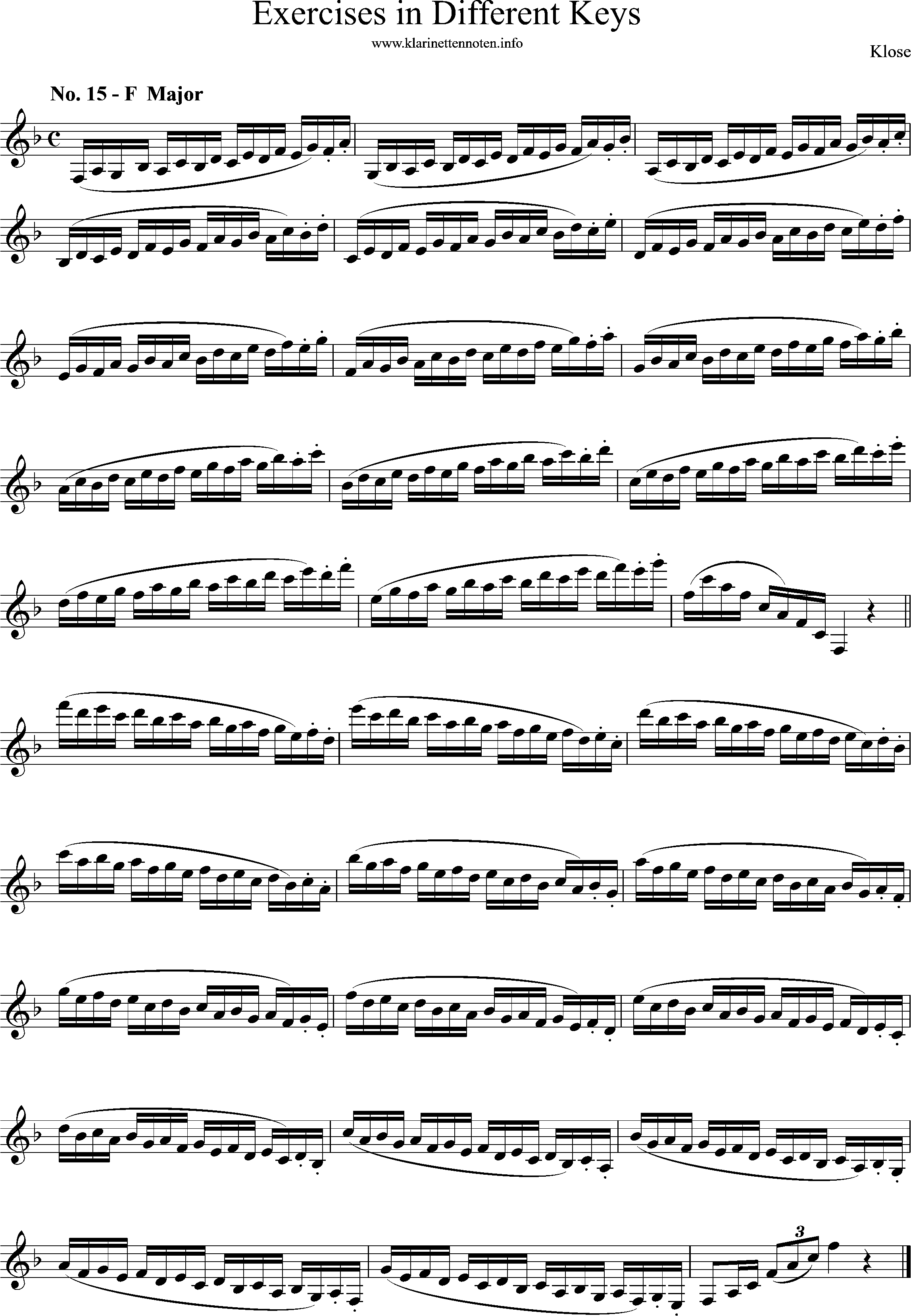 Exercises in Differewnt Keys, klose, No-15, F-Major